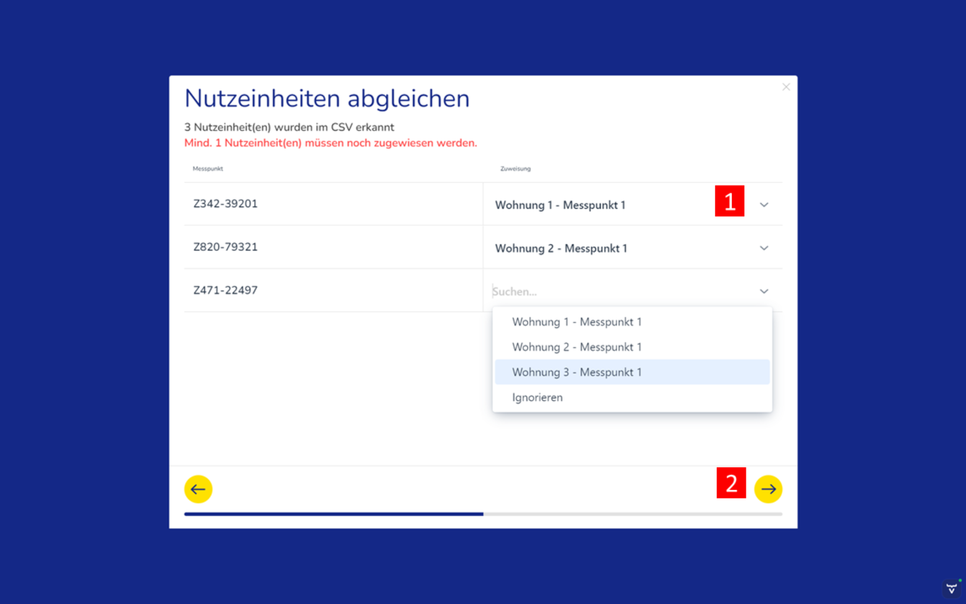 Csv import messpunkte zuteilen