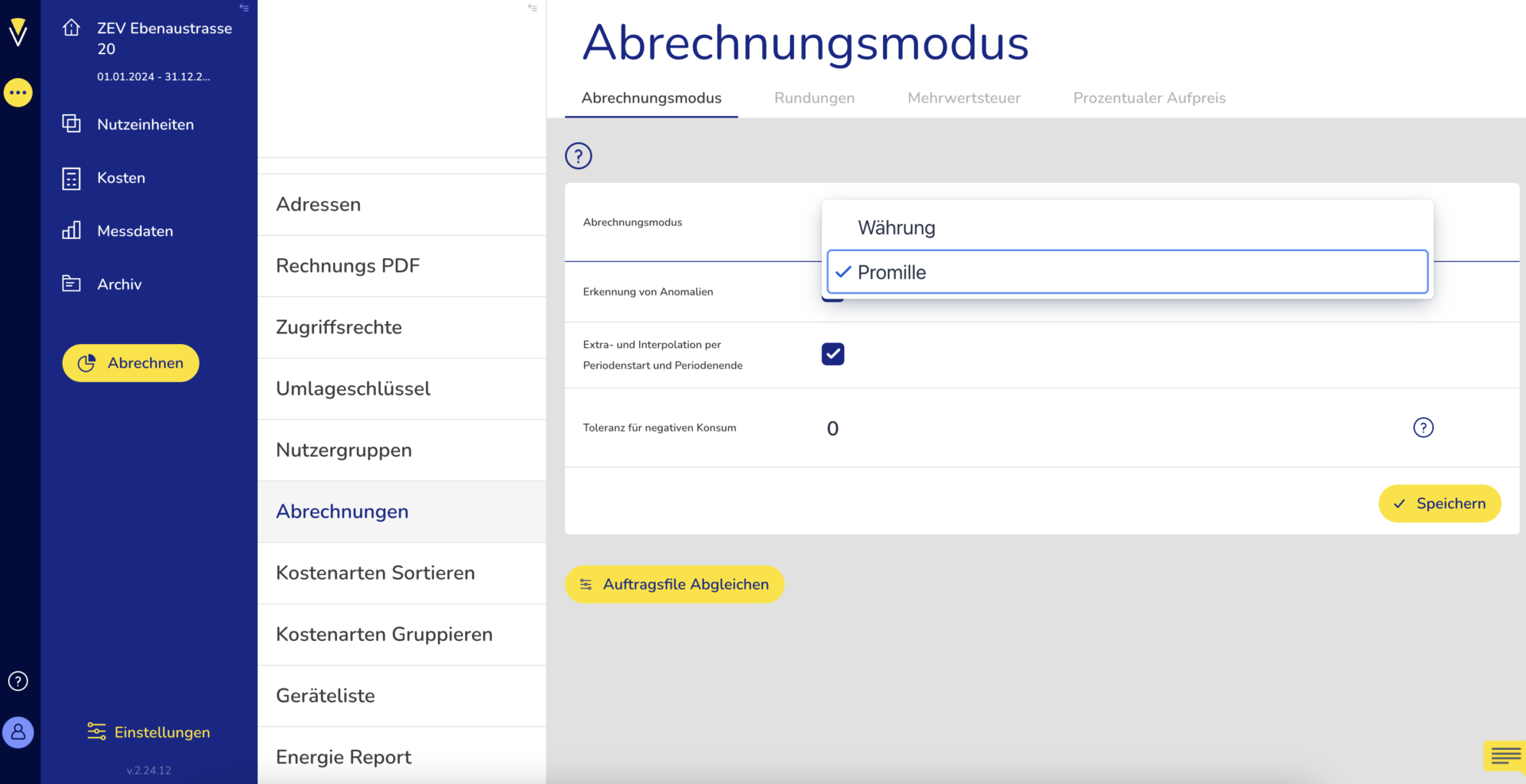 Promille einstellen 2