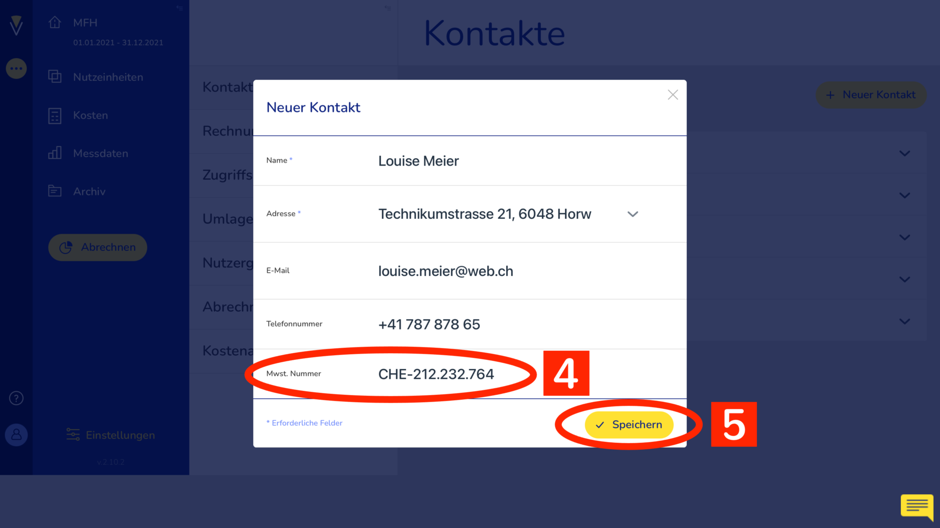 Kontakten eine Mehrwertsteuernummer hinterlegen 3